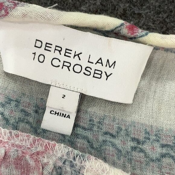 DEREK LAM 10 CROSBY tassel tie boho shirt cotton white red gray cotton tunic top - Picture 6 of 6